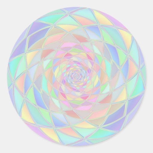 Roze Glas in lood Venster Pastels Ronde Sticker (Voorkant)