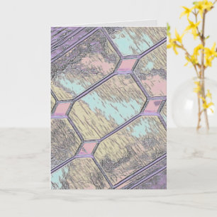 Roze glas-in-loodraam decor kaart