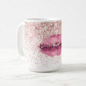 Roze glazen glitz glitter lips koffiemok (Voorkant links)