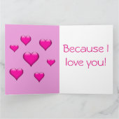 Roze glazen hart betegeld verticaal  kaart (Binnen)