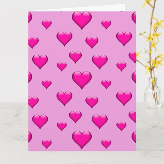 Roze glazen hart betegeld verticaal  kaart (Gele Bloem)