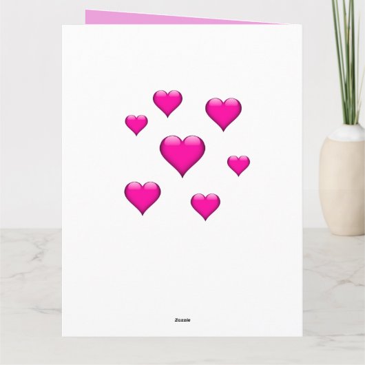 Roze glazen hart betegeld verticaal  kaart (Achterkant)