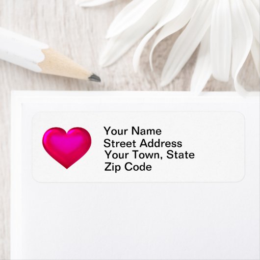 Roze glazen hart etiket (Insitu)