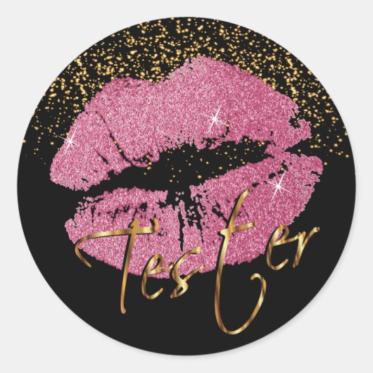  roze glazen lips 3 - Tester Ronde Sticker (Voorkant)