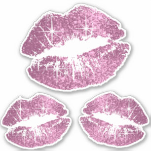 roze glazen lips - kus-cut sticker