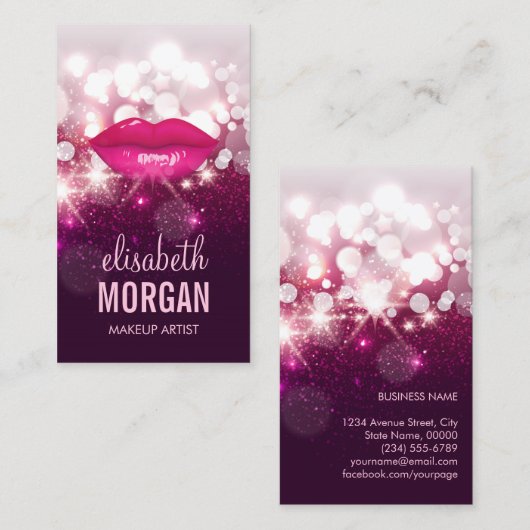 Roze glazen mousserende makreel Artist Red Lips Visitekaartje (Voorkant / Achterkant)