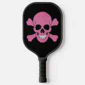 Roze glazen schedel en kruisgraten pickleball paddle (Voorkant)
