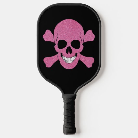 Roze glazen schedel en kruisgraten pickleball paddle (Voorkant)