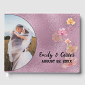 Roze glazen trouwfoto frame gastenboek (Voorkant)