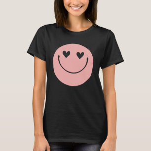 Roze Glimlach Gezicht Gelukkig Hart Ogen Glimlache T-shirt