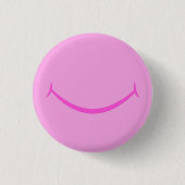 Roze glimlach ronde button 3,2 cm (Voorkant)