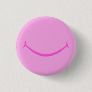 Roze glimlach ronde button 3,2 cm