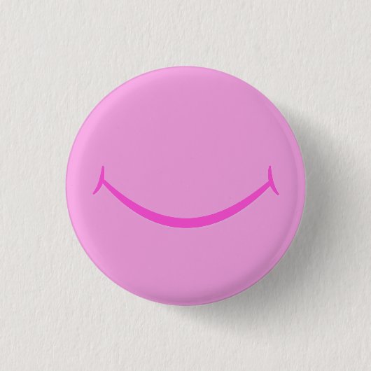 Roze glimlach ronde button 3,2 cm (Voorkant)