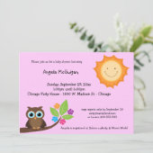 Roze glimlachend zonneschijn en Baby shower voor s Kaart (Staand voorkant)