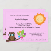 Roze glimlachend zonneschijn en Baby shower voor s Kaart (Voorkant / Achterkant)