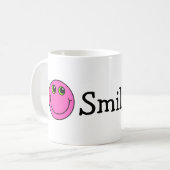 Roze glimlachende Emoji Faces Koffiemok (Voorkant links)