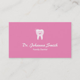 Roze Glimlachende Tand Dental Afspraak Vrouw Afsprakenkaartje