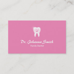 Roze Glimlachende Tand Dental Afspraak Vrouw Afsprakenkaartje