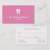 Roze Glimlachende Tand Dental Afspraak Vrouw Afsprakenkaartje (Voorkant / Achterkant)