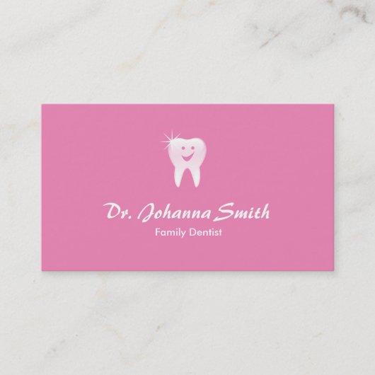 Roze Glimlachende Tand Dental Afspraak Vrouw Afsprakenkaartje (Voorkant)