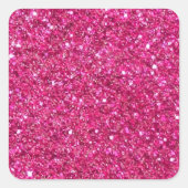 Roze glinsterend frame vierkante sticker (Voorkant)