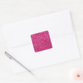 Roze glinsterend frame vierkante sticker (Envelop)