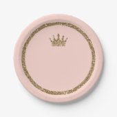 Roze glinsterend gouden glitters Sweet 16 prinsess Papieren Bordje (Voorkant)