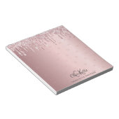 Roze glinsterende druppel monogram initiaal notitieblok (Schuin)
