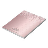 Roze glinsterende druppel monogram initiaal notitieblok (Linkerzijde)