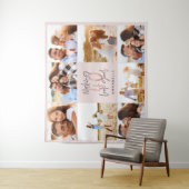 Roze glinsterende fotocollage voor 40e verjaardag  wandkleed (In situ)