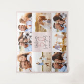 Roze glinsterende fotocollage voor 50e verjaardag  wandkleed (Voorkant)