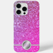Roze glinsterende glitter monogram hoesje (Achterkant)