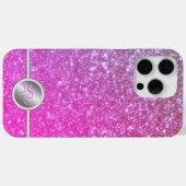 Roze glinsterende glitter monogram hoesje (Achterkant (horizontaal))