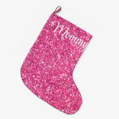 Roze glinsterende glitterpatroon grote kerstsok (Voorkant (Hangend))