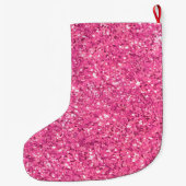 Roze glinsterende glitterpatroon grote kerstsok (Achterkant)