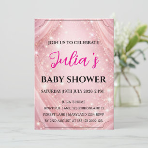 Roze glinsterende Meisje Baby Shower Trends 2026 Kaart