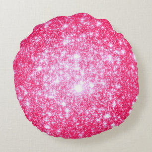 Roze glinsterende sterren ronde kussen