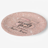 Roze Glitter'75th Birthday Paper Borden Papieren Bordje (Gekanteld)