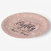 Roze Glitter'80th Birthday Paper Borden Papieren Bordje (Gekanteld)