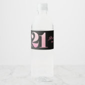 Roze Glitter 21e verjaardagsfeestje Waterfles Etiket (Voorkant)