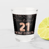 Roze Glitter 21st Birthday Party Shot glass Shot Glas (Voorkant)