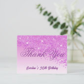 Roze Glitter, 30e Verjaardag Bedankt Briefkaart (Staand voorkant)