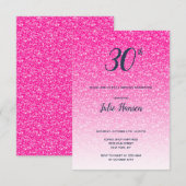 Roze Glitter 30th Birthday Kaart (Voorkant / Achterkant)