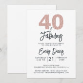 Roze Glitter 40 en Fabulous | 40e verjaardag Kaart (Voorkant / Achterkant)