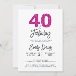 Roze Glitter 40 en Fabulous | 40e verjaardag Kaart