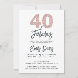 Roze Glitter 40 en Fabulous | 40e verjaardag Kaart