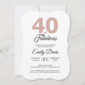 Roze Glitter 40 en Fabulous | 40e verjaardag Kaart (Voorkant)