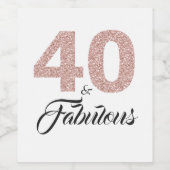 Roze Glitter 40 en Fabulous 40ste Verjaardagsfeest Wijn Etiket (Enkel label)