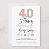 Roze Glitter 40 en Fabulous | 40ste verpartijfeest Kaart (Voorkant)