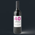 Roze Glitter 40 en Fabulous 40th Birthday Party Wijn Etiket<br><div class="desc">Vier het draaien 40 in stijl met dit elegante 40e verjaardagsontwerp dat u met jouw naam kunt aanpassen! 40 en fabelachtig in hete roze glitter en zwart met dansend silhouet. Bijpassende feestartikelen en uitnodigingen voor 40e verjaardagsfeestjes zijn verkrijgbaar in onze winkel. Als u hulp nodig hebt, neem dan contact met...</div>